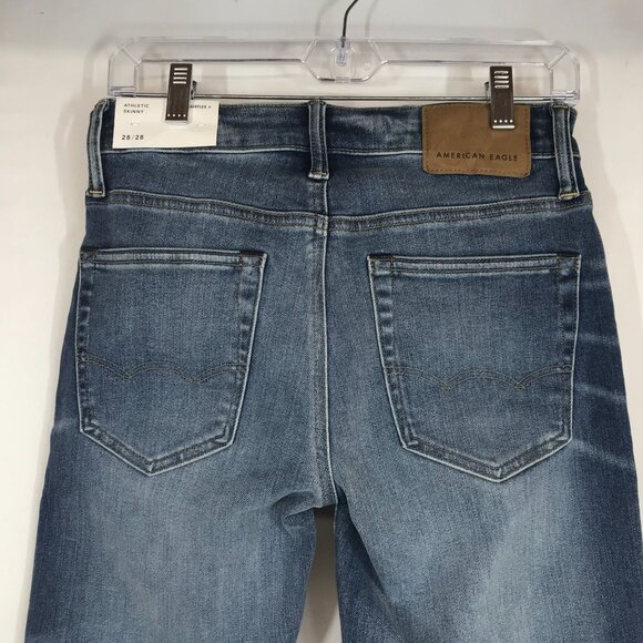 AMERICAN EAGLE - MEN'S 28 X 28 - BLUE ATHLETIC SKINNY AIRFLEX + DENIM JEANS - Picture 5 of 10